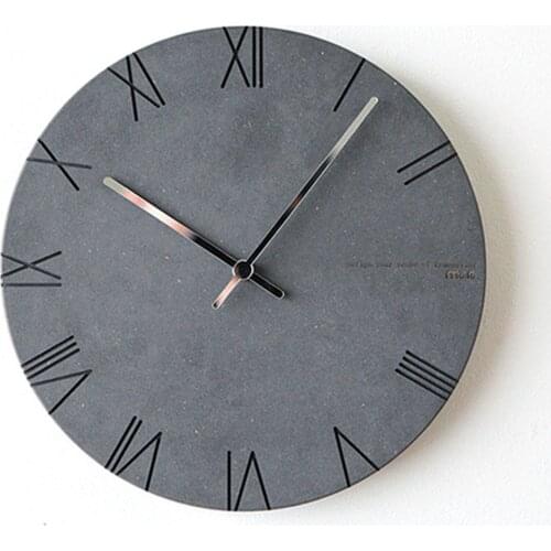 Chic Round Wall Clock Scandinavian Roman Numerals Mute Needle Clock Minimalist Room Decor Black Grey MDF Board Hanging Clocks