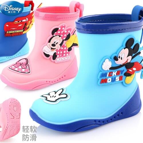 Disney childrens cartoon Minnie Mickey non-slip soft sole boys and girls student rain boots rain boots boots