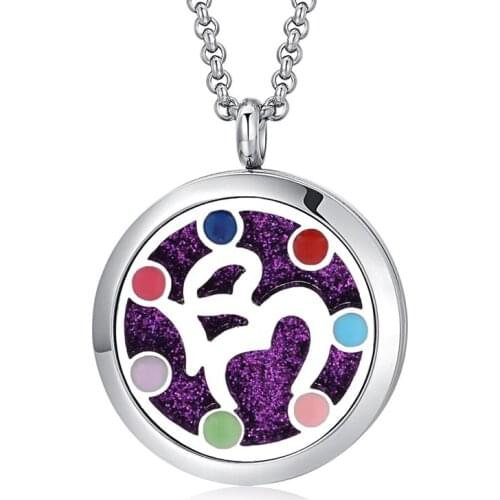 DIY Seven Colorful Aroma Diffuser Necklace Stainless Steel Pendant Perfume Lockets Essential Oil Aromatherapy Exquisite Necklace