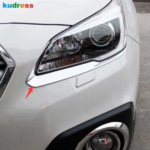 For Subaru Outback 2015 2016 2017 Chrome Front Head Light Lamp Eyebrow Cover Trim Headlight Eyelid Strip Car Accessories 2pcs