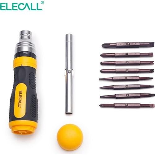 ELECALL 19 in 1 Ratchet precision screwdriver set Phillips Torx Mutifunctional Drill bit extender Tools set for watch light
