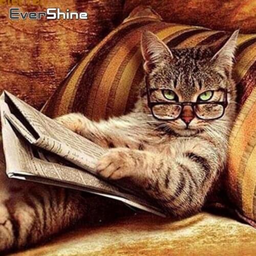 Evershine Diamond Embroidery Cats Diamond Painting Full Square Animals Diamond Mosaic Rhinestones Pictures Beadwork Wall Decor