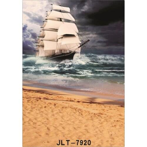Photography Backdrops Photocall for Wedding Children Scenic Seaside Sailing Boat Vinyl Cloth Backgrounds for Photos