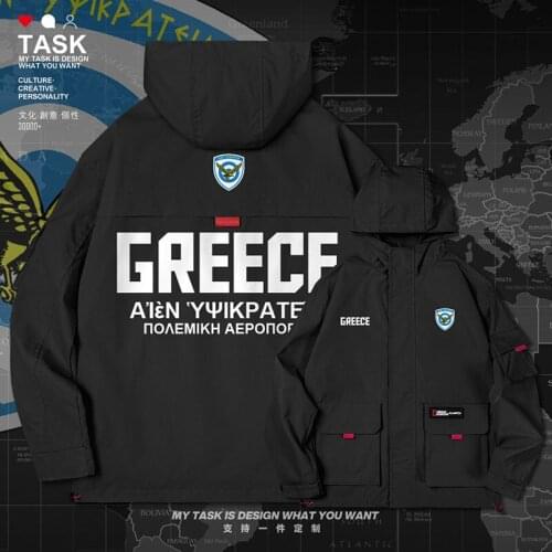 Greece Greek GRC men jacket hooded air force logo army fan jackets mens coat new trench coat men streetwear clothes autumn
