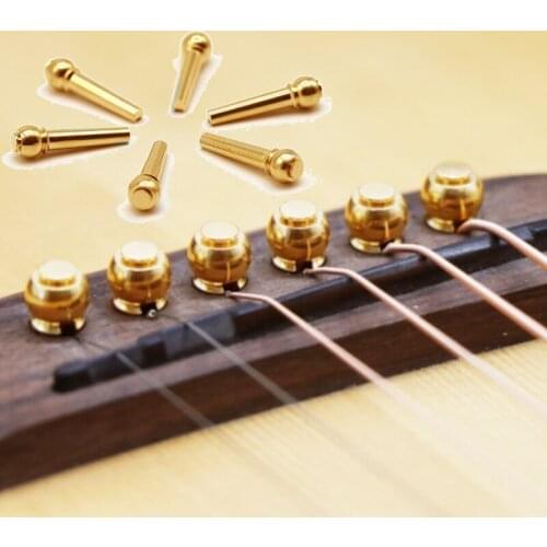Hot 6 Pcs/lot Guitar Strings Nail Metal Acoustic Brass Guitar Strings Guitar Bridge Pins Fixed Cone String Pins String Nails