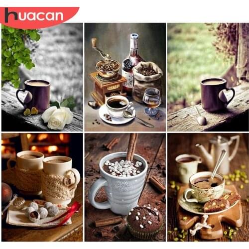 HUACAN DIY Diamond Painting Coffee Mosaic Diamond Cup Rhinestone Of Picture Cross Stitch Full Square Home Decoration