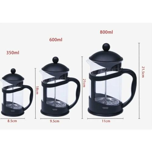French Press Coffee/Tea Brewer Coffee Pot Coffee Maker Kettle 350ML/600ML Stainless Steel Glass Thermos For Coffee Drinkware