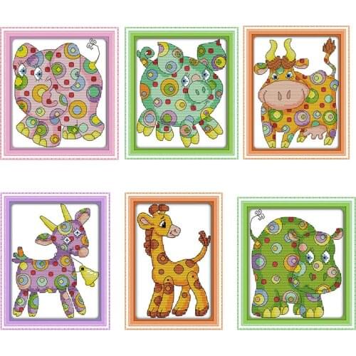 Colorful anima pattern series count cross stitch kits DIY cartoon printing 14CT 11CT Embroidery set Needlework sewing kit crafts