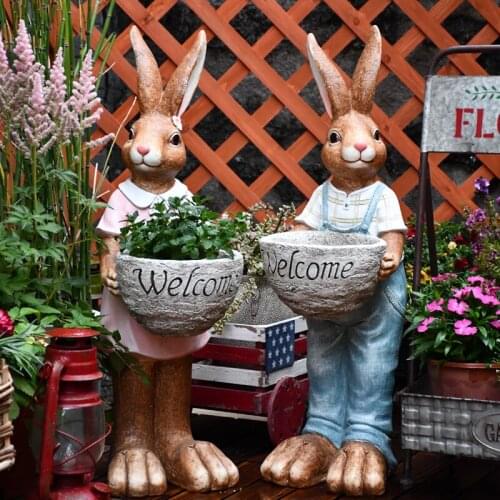 Rabbit Animal Flower Pot Succulent Creative Gardening Decorative Flower Pot Cartoon Shape Outdoor Decoration Garden Decoration