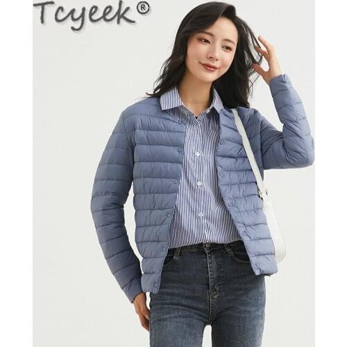 Tcyeek Spring White Duck Down Jacket Women Autumn 2021 Black Light Thin Coat Female Plus 4XL Short Parkas Casaco Feminino Gxy291