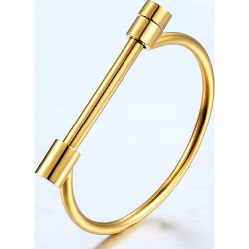 Fashion Shackle Screw Bracelet Cuff Gold Colour Bangle Stainless Steel Bangles Bracelets For Women Love woman Bracelet Wholesal