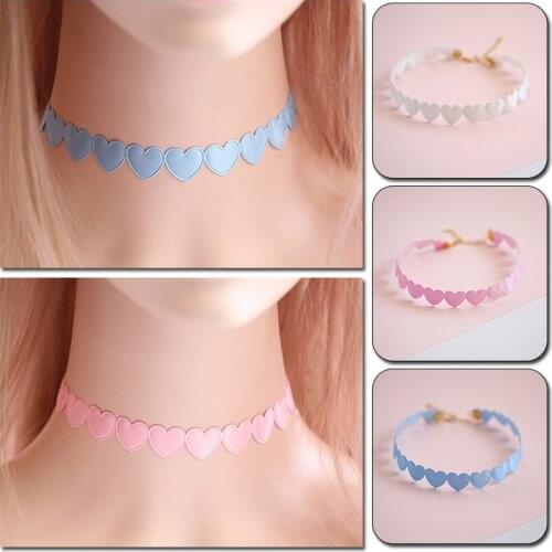 Fashion Heart Shape Choker Necklace Women Lace Fabric Heart Pendant Clavicle Chain Female Collar Wedding Bride Jewelry Gift