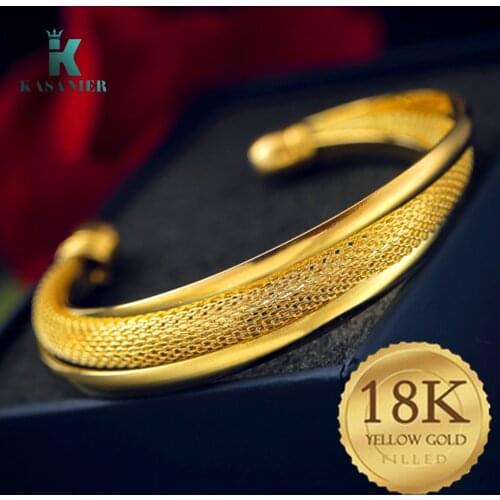 Fashion Women Female Jewelry 18-k-Golden Gold/silver Chain Open Bangle Charm Bracelets for cuff women Jewelry Gift High Quality