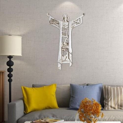 Risen Christ Christian Church Wall Cross Christian Jesus Church Figurines Chapel Prayer Sculpture Home Decoration
