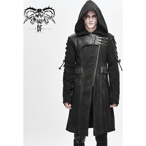 Devil Fashion Mens Steampunk Hoodies Cardigan Coats Punk Retro Slim Fit Long Sleeve Jacket