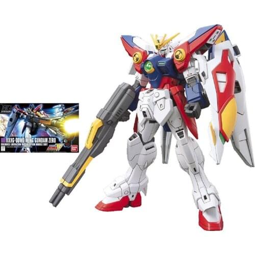 Bandai Gundam Model Kit Anime Figure HGAC XXXG-00W0 Wing Gundam Zero Genuine Robot Model Action Toy Figure Toys for Children