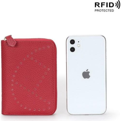 Novelt Leather Organ Card Package Large Capacity Multi Purses Passport Baotou Layer Cowhide Fashionable Hollow Degaussing Wallet