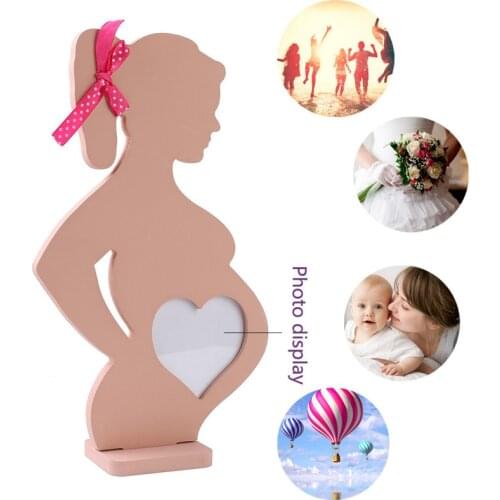Novelty Wooden Photo Frame For Pregnant Women Souvenirs Baby Footprint Makers Body Props Table Home Decoration Maternity Gifts
