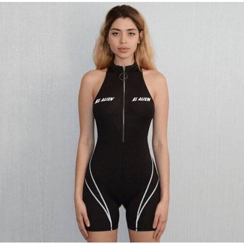 New womens sexy sleeveless high neck printed sports jumpsuit