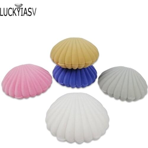 Wholesales 20 Pcs/Lot Shell Shape Velvet Wedding Jewelry Ring Box For Earrings Necklace Bracelet Jewelry Display Gift Box Holder