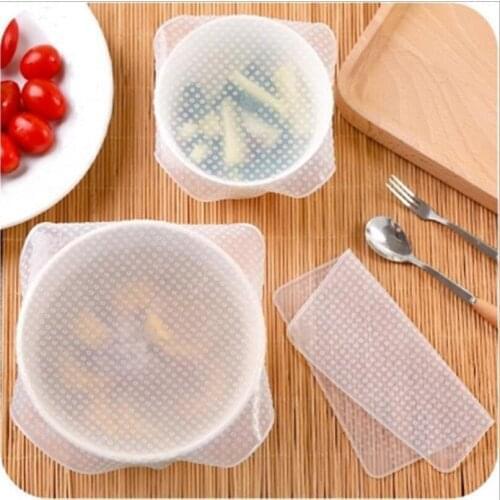 Wholesale 200set 4pcs(3size)/set Multifunctional Silicone Food Wraps Seal Cover Stretch Food Fresh Keeping Wrap Kitchen Tools