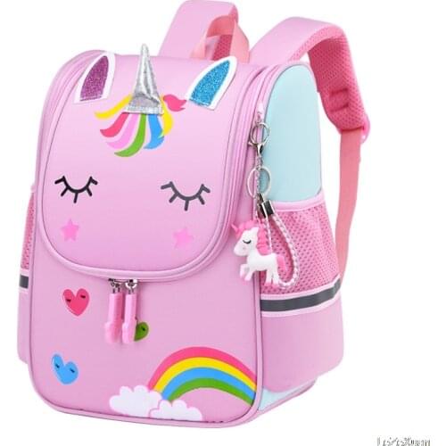 3D Animal Orthopedic School Bags Kids Backpack Student Portfolio Grade 1-3 Children Cute Unicorn Primary Mochila Escolar