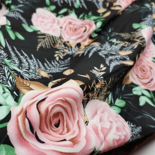 Gown Dress Bullet Chiffon Big Flower Printed Cosplay Stretchy DIY Clothing Material