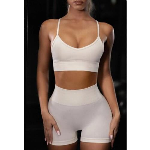 Popular Best Selling 2020 Tight Fitting Yoga Set For Women High Waist Sports Bra Shorts Suit