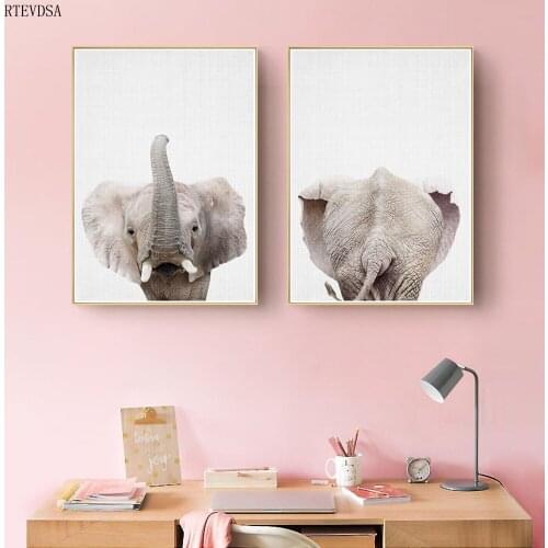 Cute animal poster elephant cartoon kindergarten children bedroom decoration painting cute baby room decoration