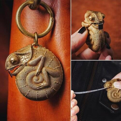 Chameleon Tape Measure 2M Retractable Ruler Tape Measure Key Chain Chameleon-Tape Measure, Brass Tape Measure Animal Foot