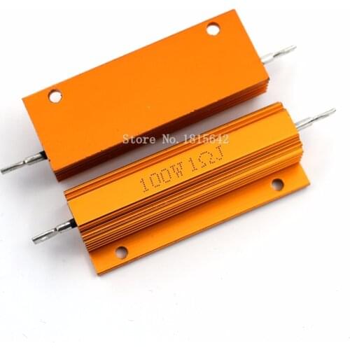 RX24 100W 1R 1RJ 100 Watt Metal Shell Aluminium Gold Resistor High Power Heatsink Resistance Golden Heat Sink Resistor 1 ohm