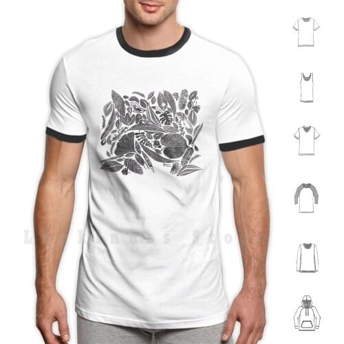Mixed Leaves , Lino Cut Printed Nature Inspired Hand Printed Pattern T Shirt DIY Cotton Big Size 6xl Linocut Lino Cut Handmade