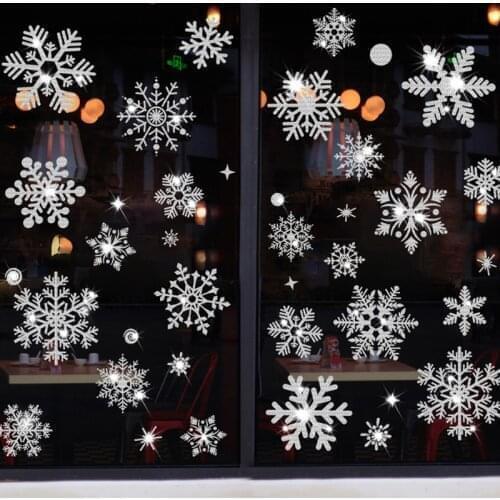 Snowflake Electrostatic Sticker Window Kids Room Christmas Wall Stickers Home Decal Decoration New Year Wallpaper Showcase Decor