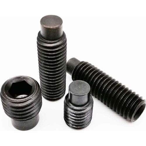 M3 M4 M5 M6 M8 M10 M12 M14 M16 DIN915 Black grade 12.9 steel Hex Hexagon Socket Set Screw with Dog Point Grub Convex End Bolt