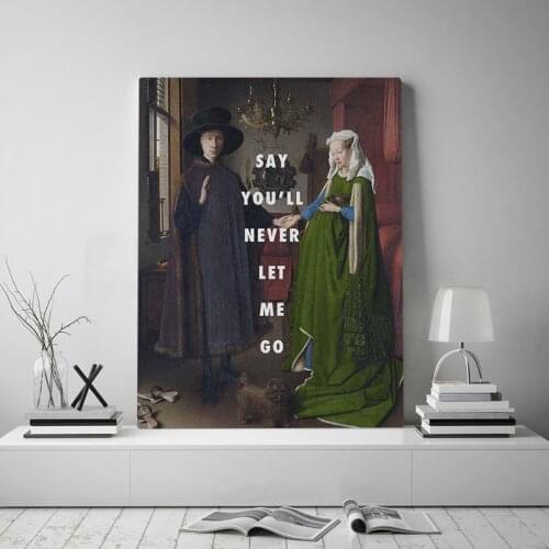 Van eyck oil painting quotes memes Canvas poster Painting wall Art decor Living room Bedroom Study Home Decoration Prints
