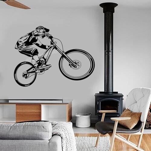 Vinyl Wall Decal Mountain Bike Extreme Sports Biking BMX Bicycle Motocross Wall Sticker Modern Garage Home Bedroom Decor C446