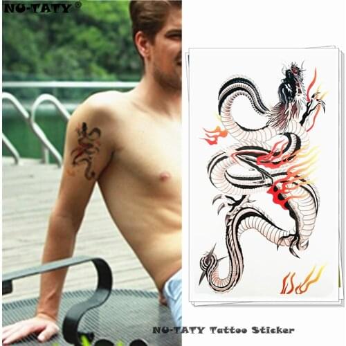 Nu-TATY The Great Fire Dragon Temporary Tattoo Body Art Flash Tattoo Stickers 17*10cm Waterproof Fake Tatoo Car Styling Sticker