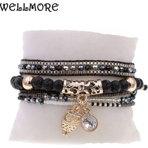 WELLMORE BOHO style handmade stone beads bracelets 3pcs bracelets combination charm bracelets for women jewelry wholesale