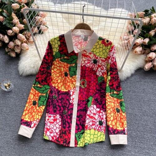 Spring Runway Designer Blouse Women Elegant Long Sleeve Overall Floral Print Shirt Office Lady Party Casual Blusas Tops N61773