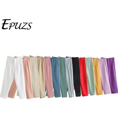 Za women Pants Pink High Waist pants Khaki Ladies Office Harem pants vintage Chic Black white camo Pants 2021