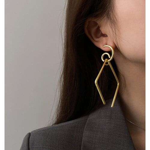Metal Hollow Out Irregular Geometry Big Earrings South Korea Punk Personality Contracted Stud Earrings Women Jewelry Accessories