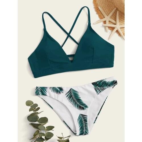 Bikini 2021 Mujer Floral Random Print Swimsuit Bikini Set Push-Up Bathing Suit Women Beachwear Padded Swimwear Swimming Suit