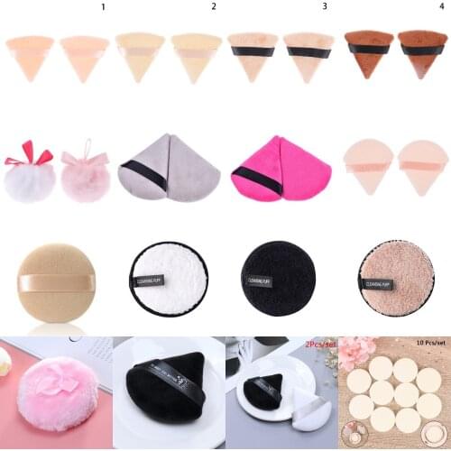 1/2/10PCS Round &Triangle Velvet Powder Cosmetic Puff Mini Beauty Sponge Bigger In Wet Foundation Makeup Puff Tools