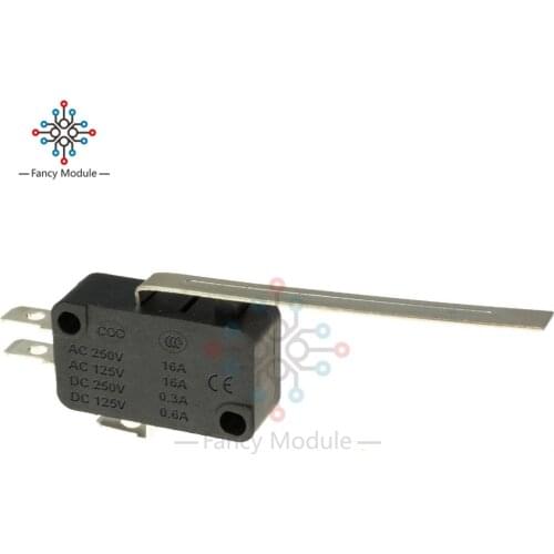 10pcs Mini Micro switch SPDT 16A 250VAC Long Lever V3 Microswitch Micro Normally Open Close long lever arm Limit Switch On Off