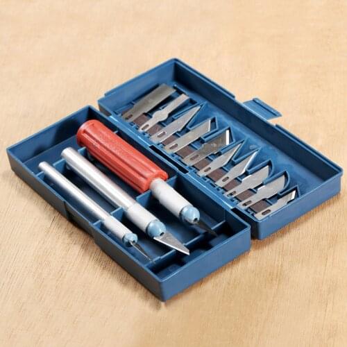 13Pcs/Box Chisel Blades Clay Wax Wood Carving Tool Kit Carpenter Woodworking Engraving Cutting Sculpture Handle Knife Hand Tools