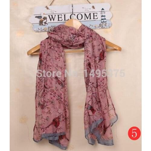 20pcs/lot Winter Grey Blue Pink Bird On Trees Bird Scarf Loop Snood Bird print Scarf/bird pashmina