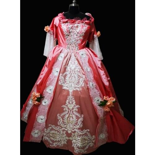 2020 New pink victorian Halloween Cosplay dress Colonial Georgian Renaissance Gothic Historical dress D-375