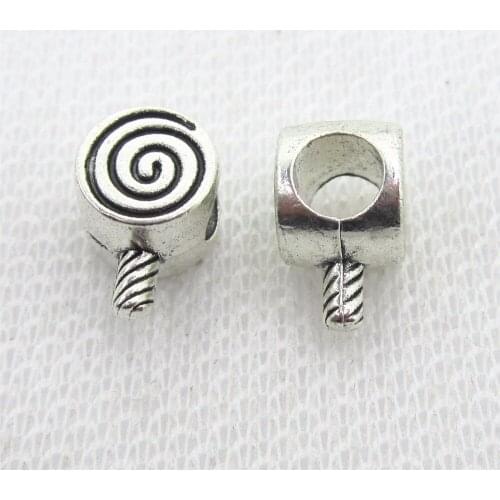50pcs/lot Antique Silver lollipop bead charms Macroporous beads charm big hole pendant charm Diy bracelet jewelry