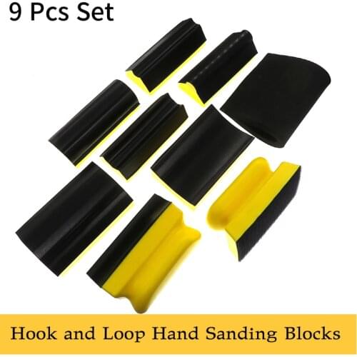 9 Pcs Set Hook and Loop Hand Sanding Blocks Polishing Pad For Sanding Discs Woodworking Furniture Home Crafts Car Paint Care