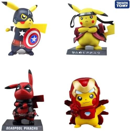 Anime Figures Takara Tomy Pokemon Fairy Deadpool Pikachu Captain America Anime Action Figures Toys for Children Birthday Gift